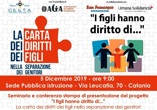 Mercoledì 5 dicembre, progetto C.E.S.T.A. sui “diritti dei figli nella separazione dei genitori”